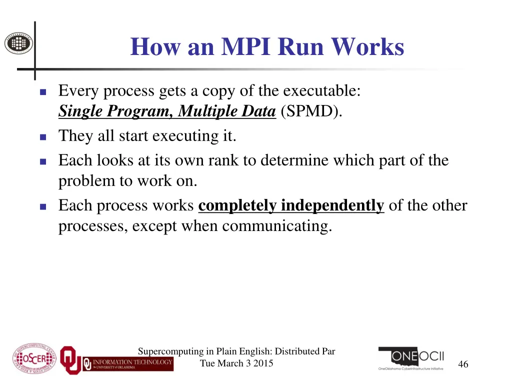 how an mpi run works