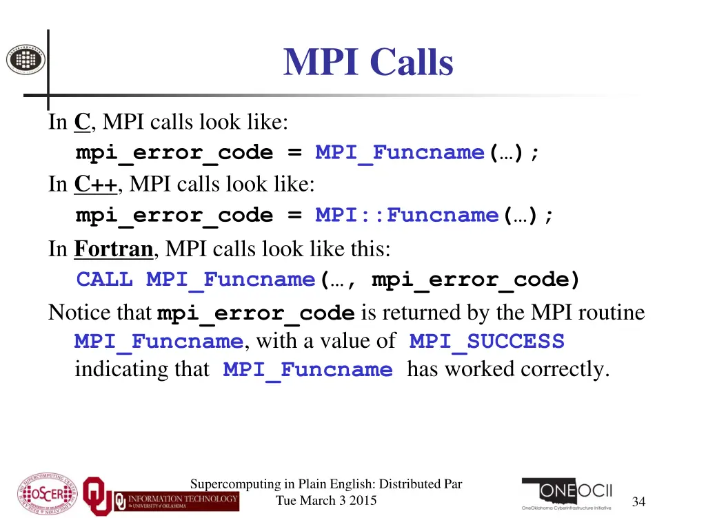 mpi calls