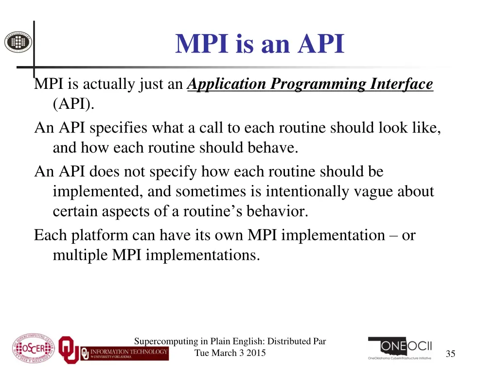 mpi is an api