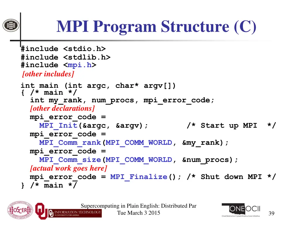 mpi program structure c