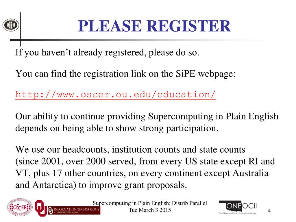 please register