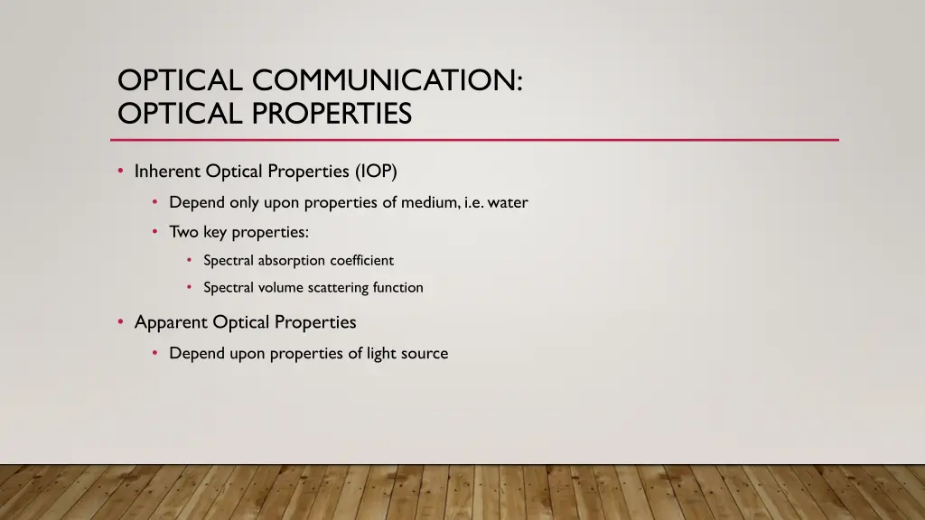 optical communication optical properties