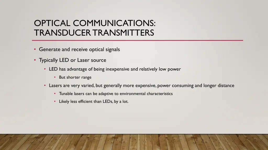 optical communications transducer transmitters