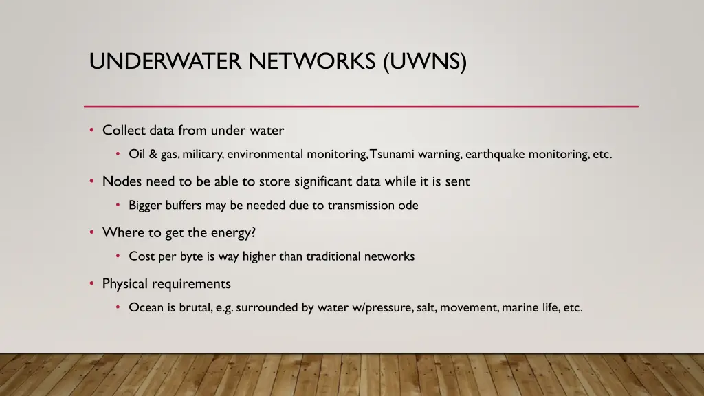 underwater networks uwns