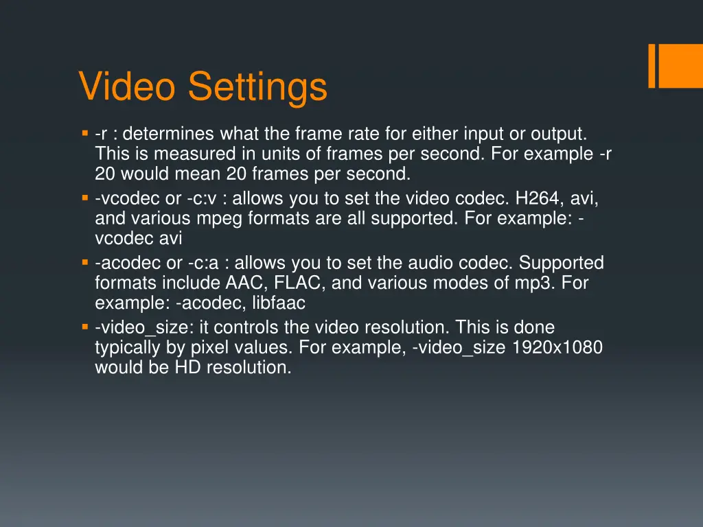 video settings