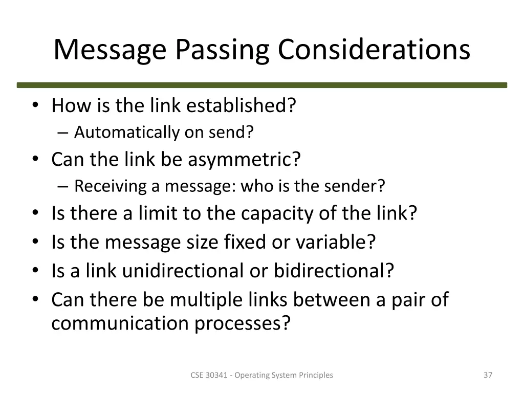 message passing considerations