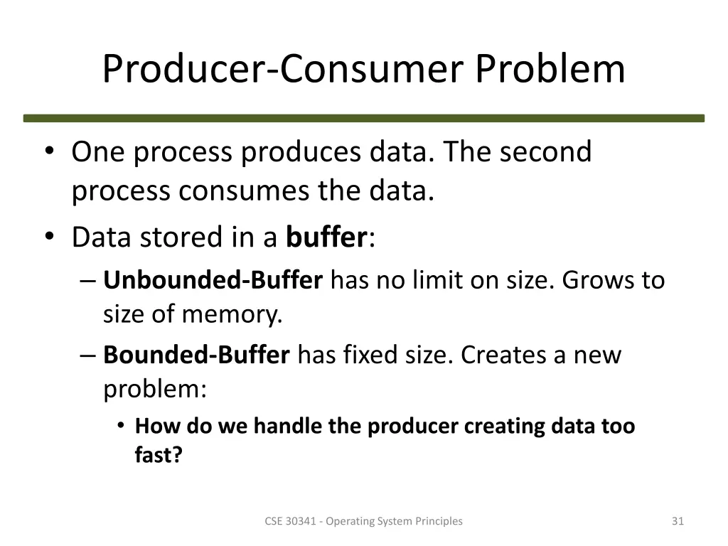 producer consumer problem