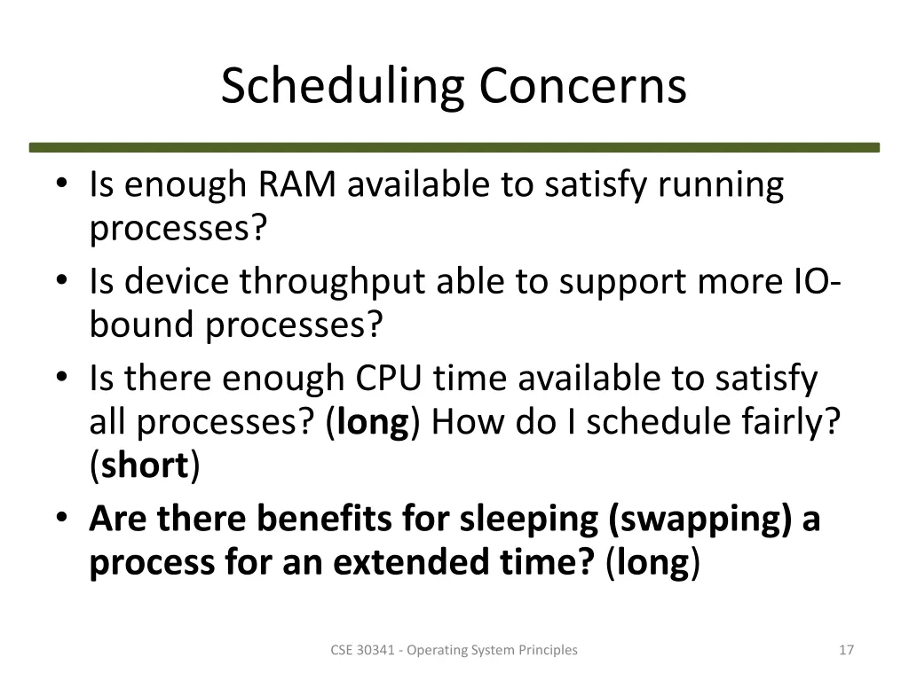 scheduling concerns
