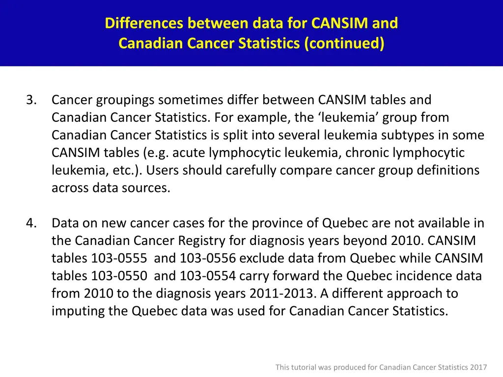 differences between data for cansim and canadian 1