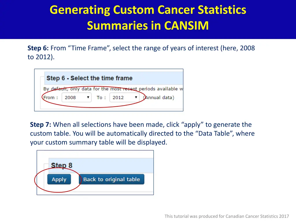 generating custom cancer statistics summaries 6