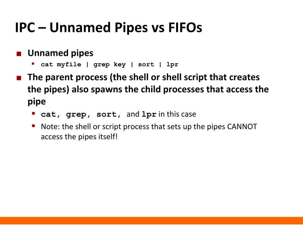 ipc unnamed pipes vs fifos