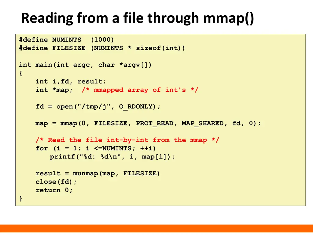 reading from a file through mmap