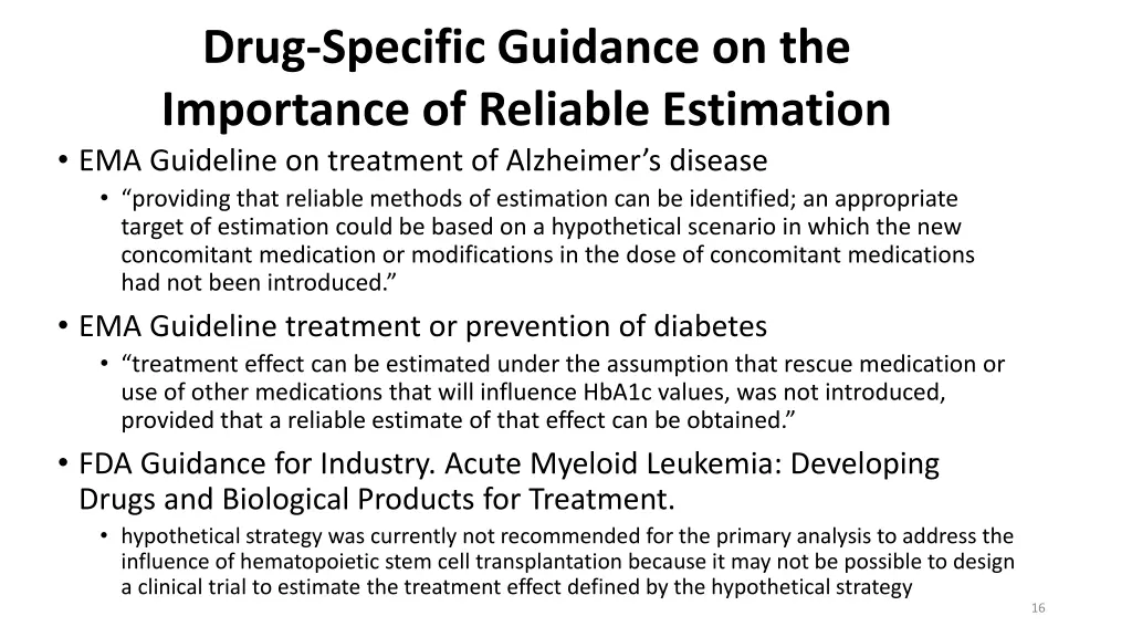 drug specific guidance on the importance