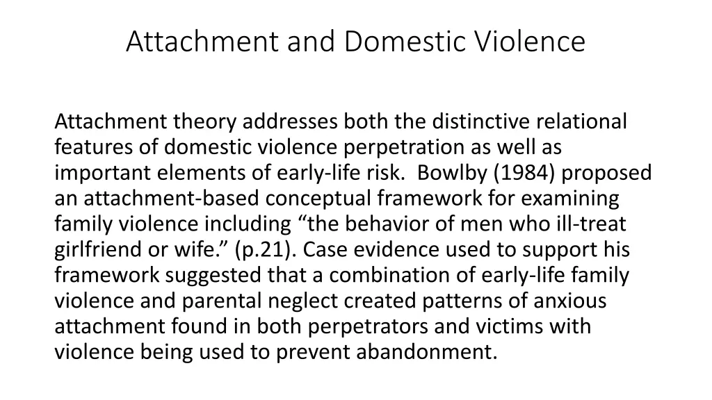 attachment and domestic violence