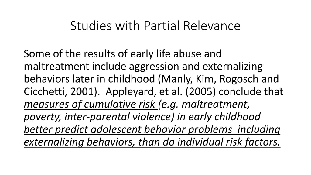 studies with partial relevance 1