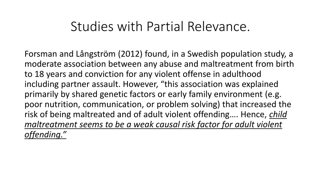 studies with partial relevance