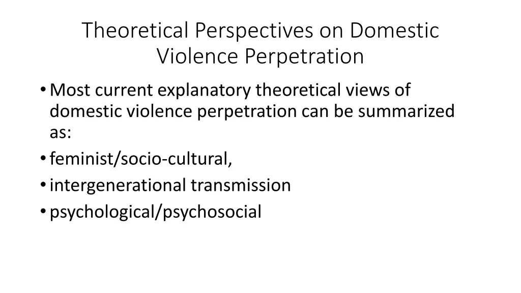 theoretical perspectives on domestic violence