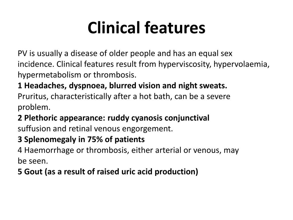 clinical features