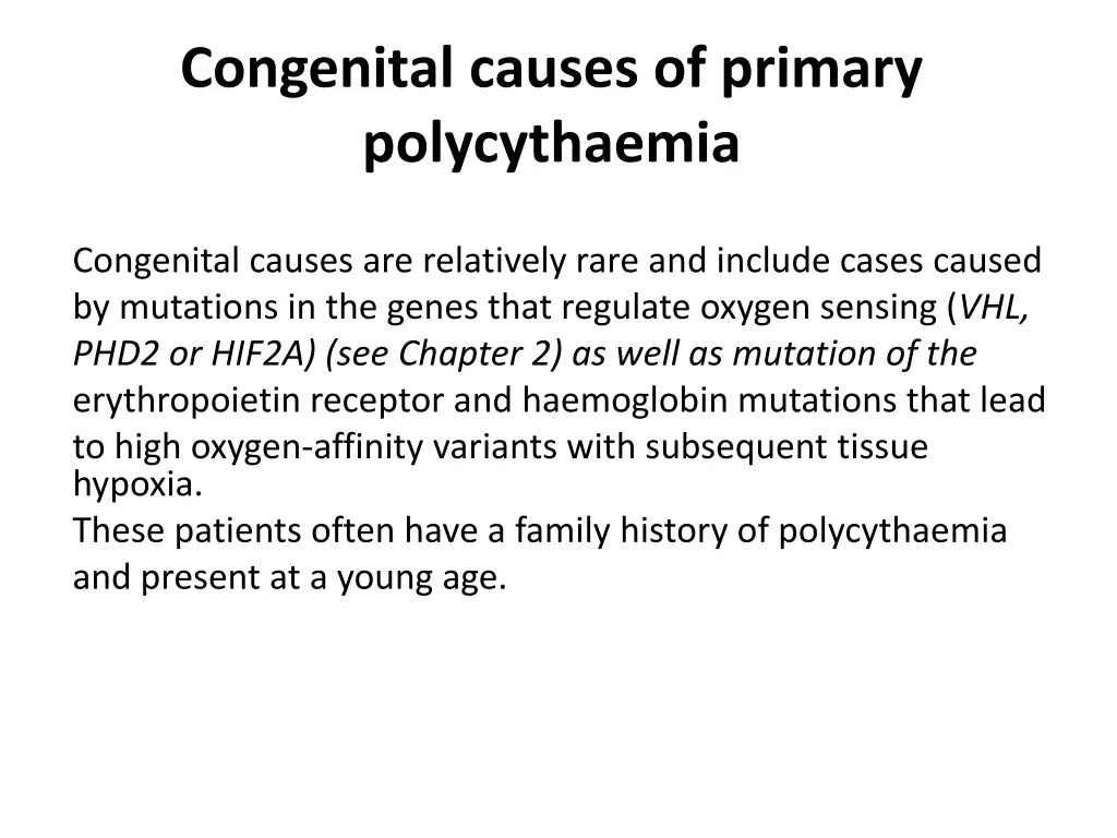 congenital causes of primary polycythaemia
