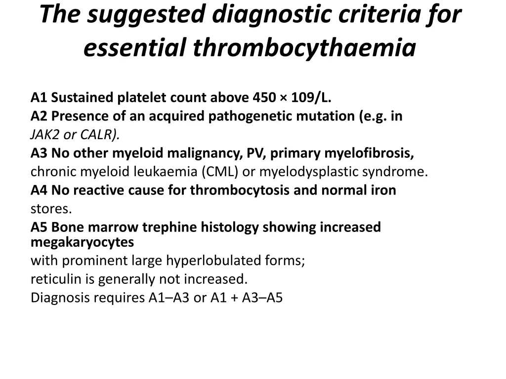 the suggested diagnostic criteria for essential