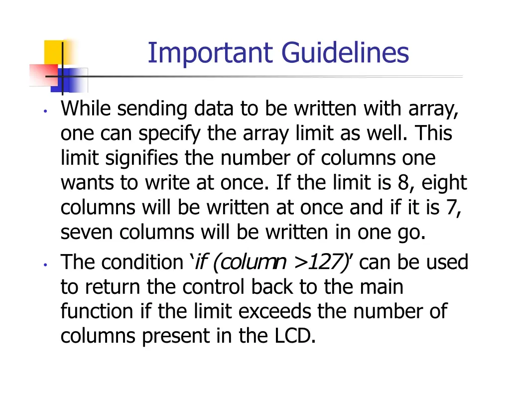important guidelines