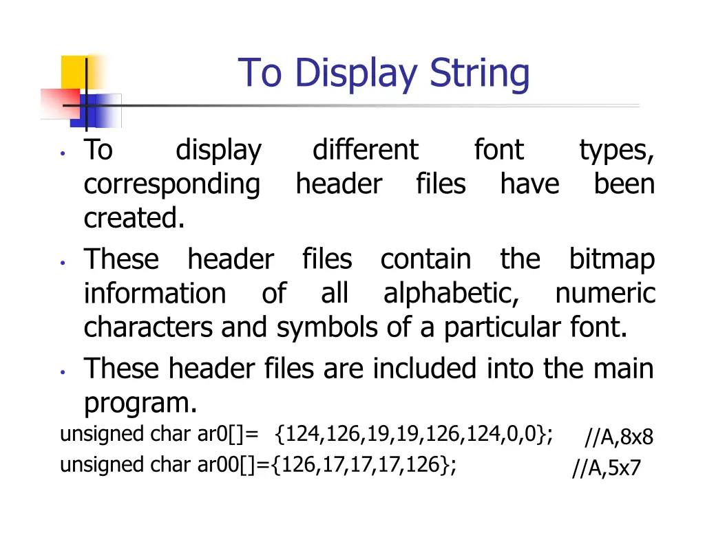 to display string