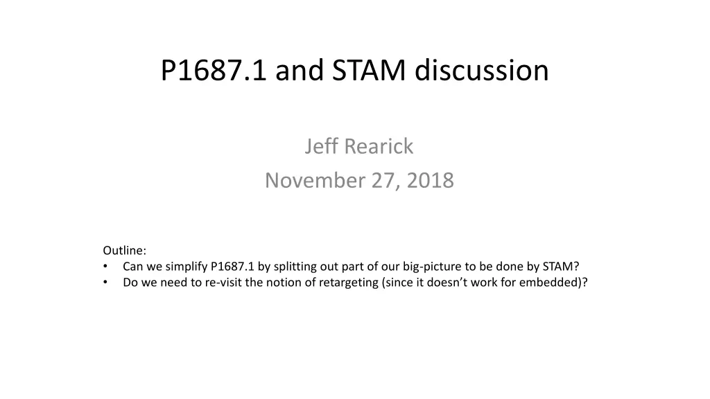 p1687 1 and stam discussion