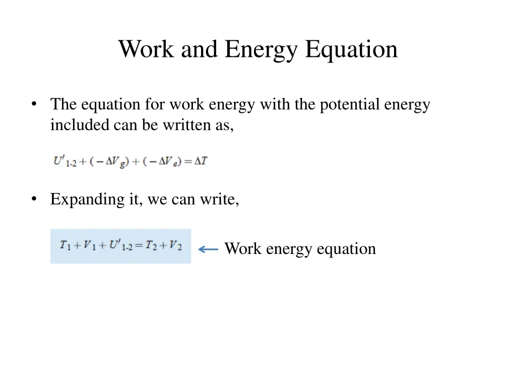 work and energy equation