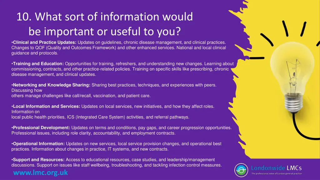 10 what sort of information would be important