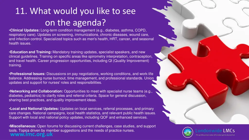 11 what would you like to see on the agenda