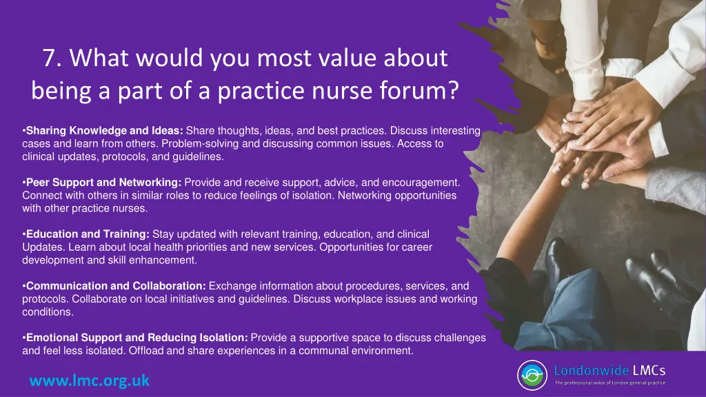 7 what would you most value about being a part