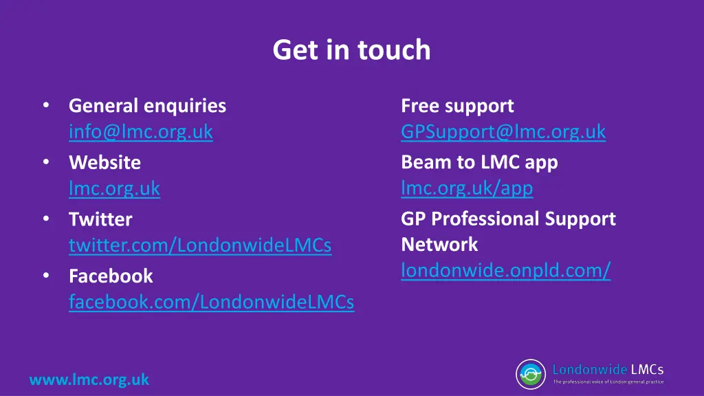 get in touch