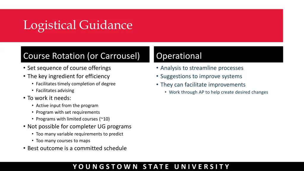 logistical guidance