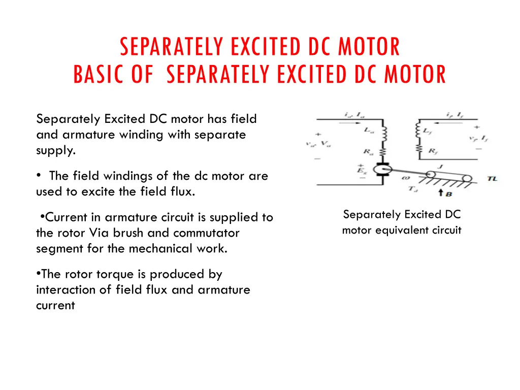 separately excited dc motor basic of separately