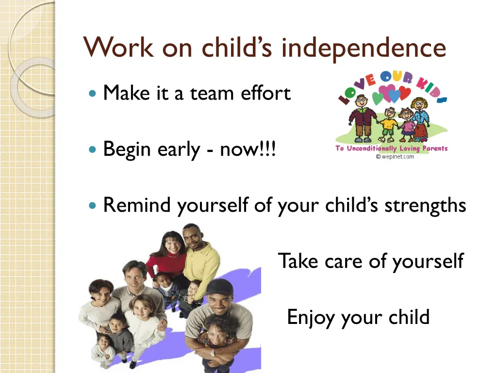 work on child s independence