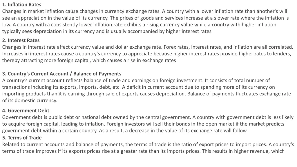 1 inflation rates changes in market inflation