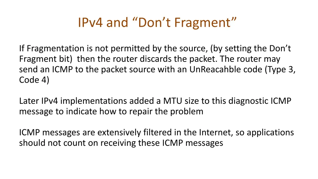 ipv4 and don t fragment