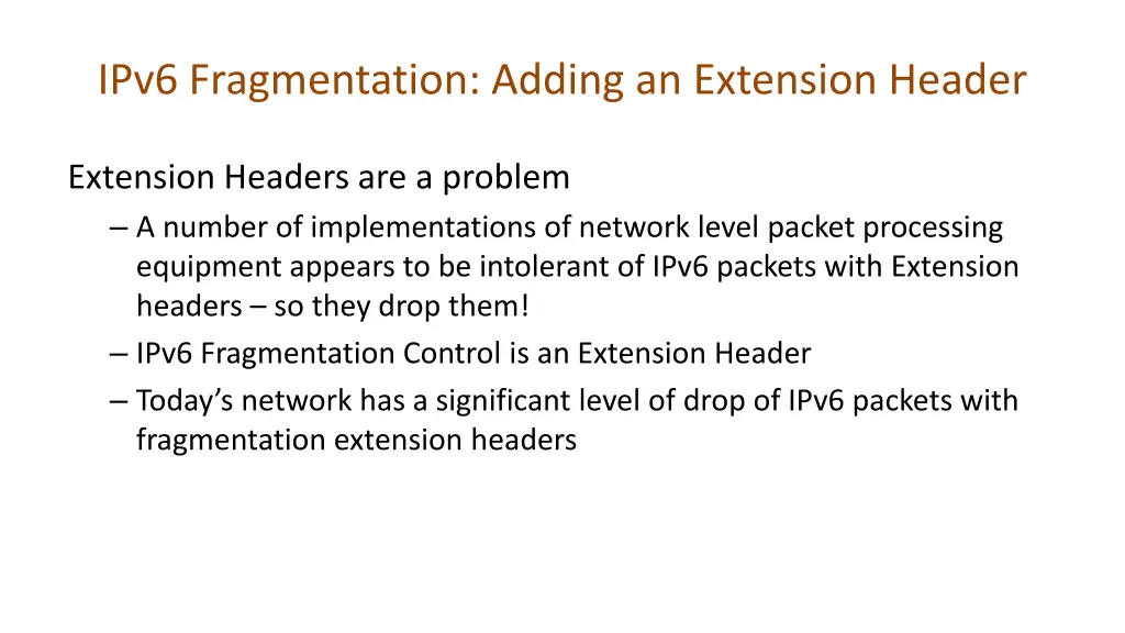 ipv6 fragmentation adding an extension header