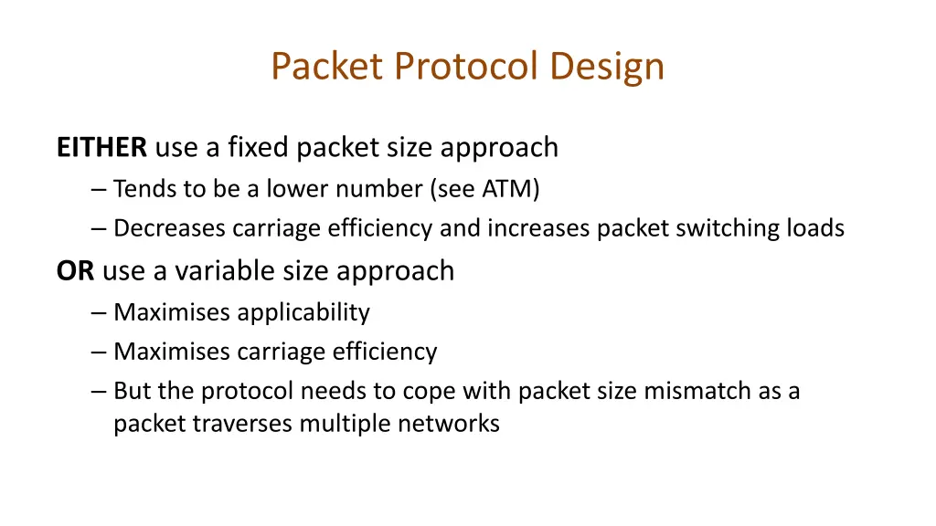 packet protocol design