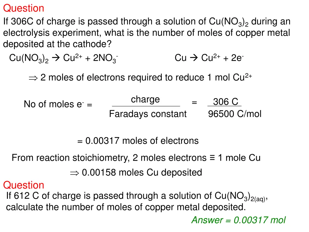 question if 306c of charge is passed through