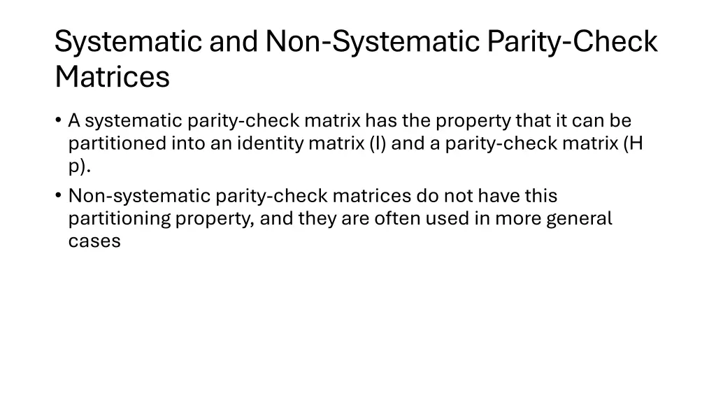 systematic and non systematic parity check