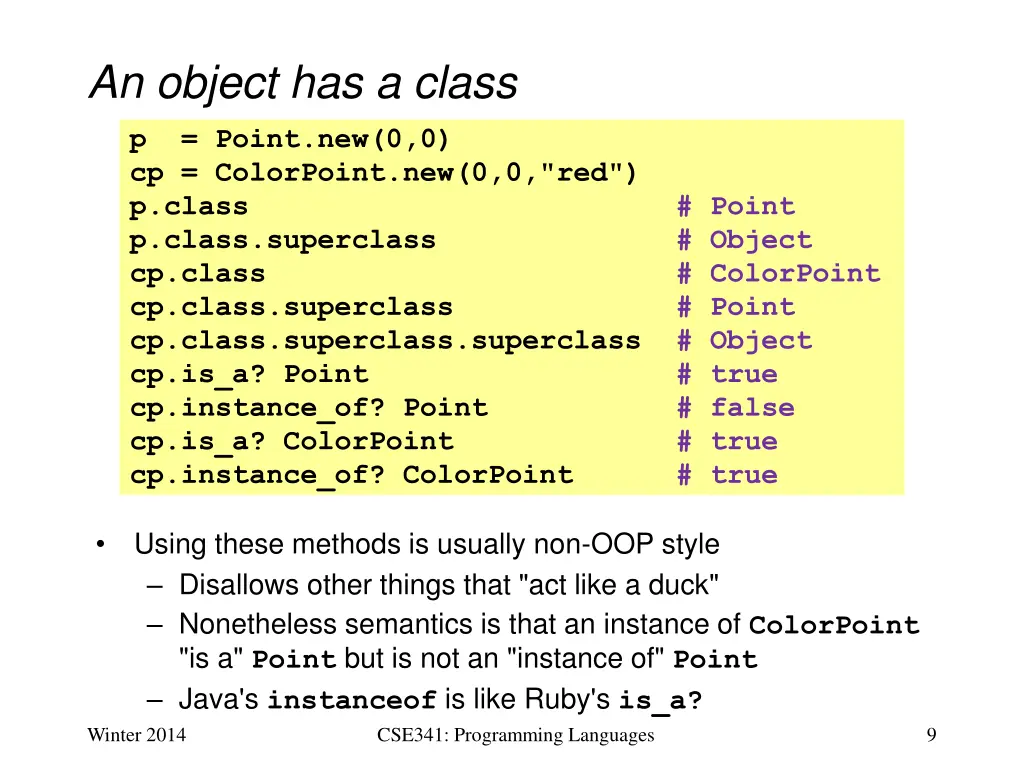an object has a class