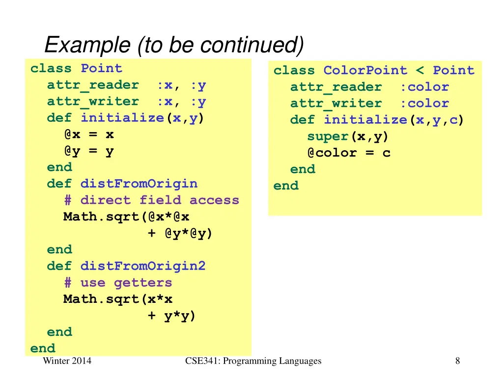 example to be continued class point attr reader
