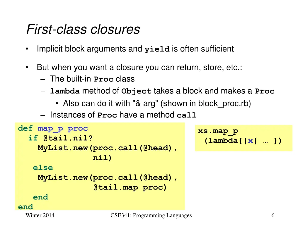 first class closures