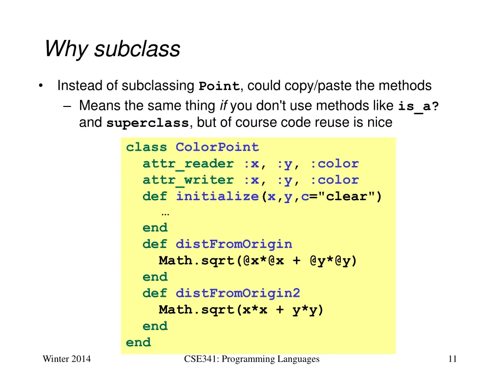 why subclass 1