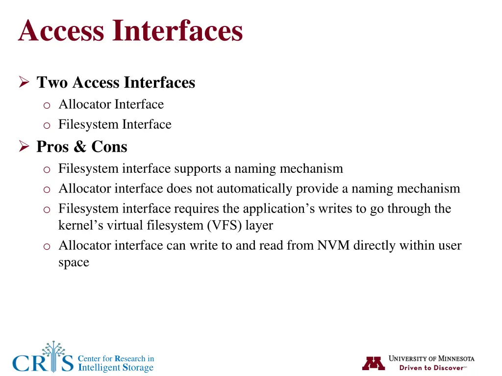 access interfaces