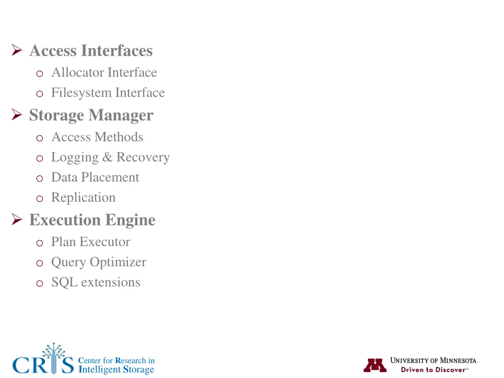 access interfaces o allocator interface