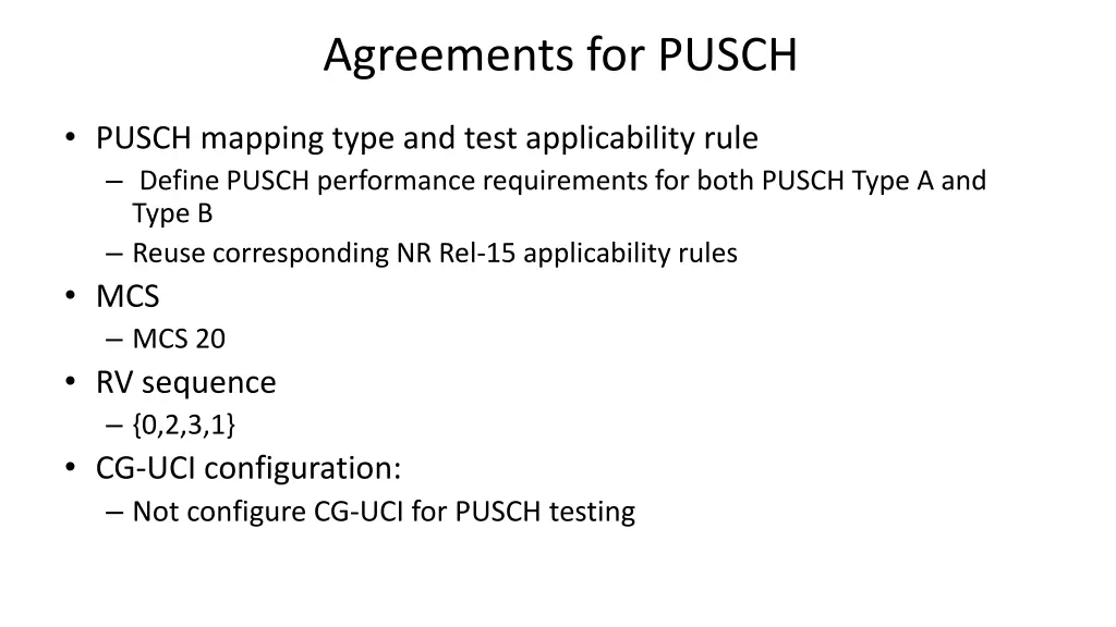 agreements for pusch 1