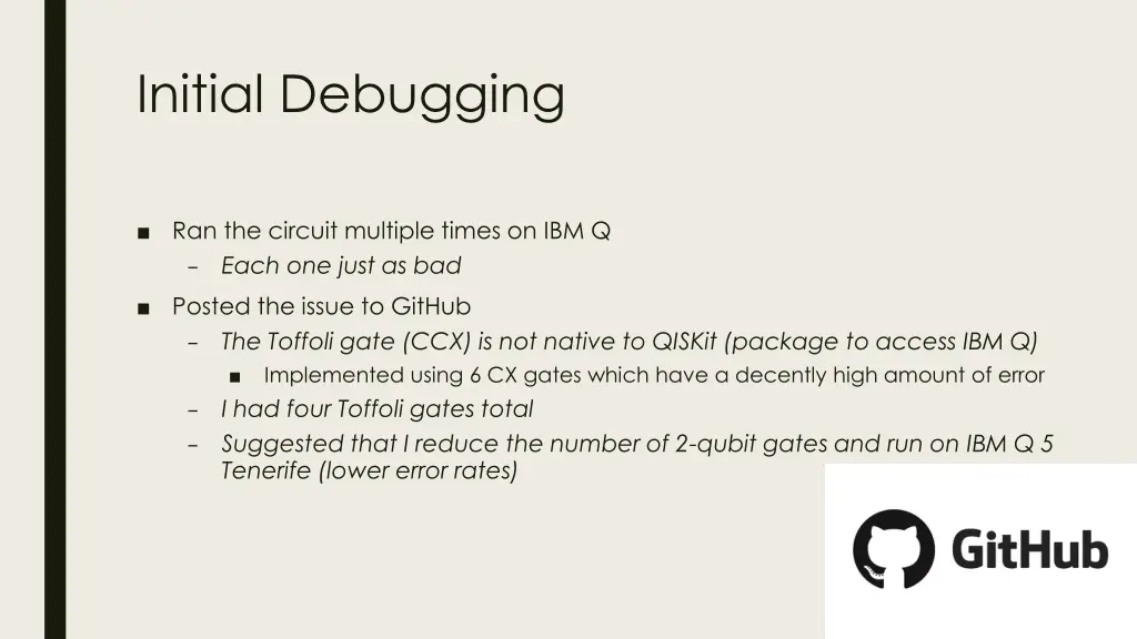 initial debugging