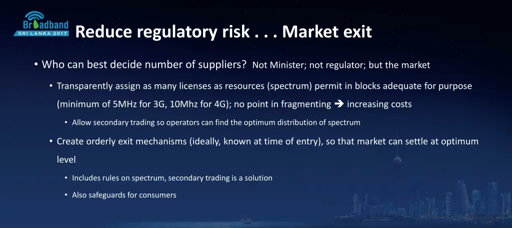 reduce regulatory risk market exit